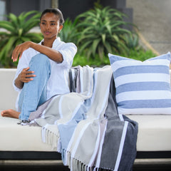 Scatter - Protea Chenille Broad Stripe | Overcast Sky/White