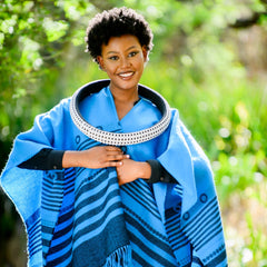 High Bulk Jacquard Wrap - Xhosa | Black/Utrillo Blue