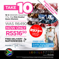 Lobola Bundle - Take 10 | 1 Ply Dbl Queen Mink Designs Assorted