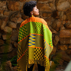 High Bulk Jacquard Wrap - Kente | Gold/Emerald