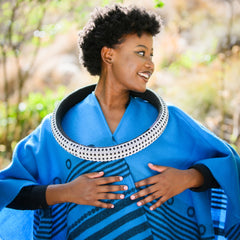 High Bulk Jacquard Wrap - Xhosa | Black/Utrillo Blue