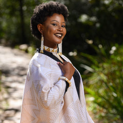 High Bulk Jacquard Wrap - Rwanda | Biscuit/White