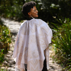 High Bulk Jacquard Wrap - Rwanda | Biscuit/White