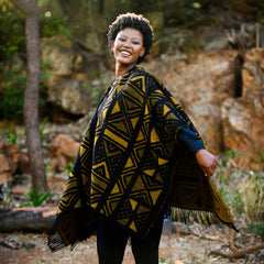 High Bulk Jacquard Wrap - Mud Cloth | Black/Mustard