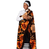 Mink Vogue Fringed - Sunset Blooms| Brown/Terracota