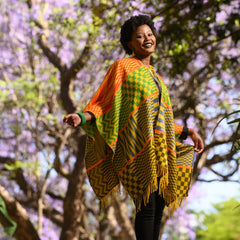 High Bulk Jacquard Wrap - Kente | Gold/Emerald