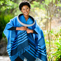 High Bulk Jacquard Wrap - Xhosa | Black/Utrillo Blue