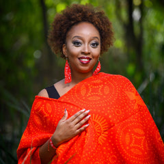 High Bulk Jacquard Wrap - Shweshwe | Chilli Red/Orange