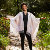 High Bulk Jacquard Wrap - Rwanda | Biscuit/White