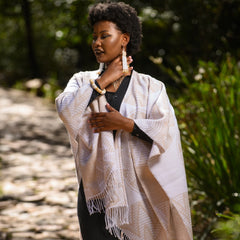 High Bulk Jacquard Wrap - Rwanda | Biscuit/White