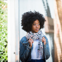 Twill Scarf - Maciver | Wild Dove/Dark Coral