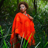 High Bulk Jacquard Wrap - Shweshwe | Chilli Red/Orange
