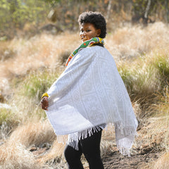 High Bulk Jacquard Wrap - Ndebele | Silver Grey/White