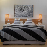 Luxury Wool Blanket - Diagonale | Black/Light Grey