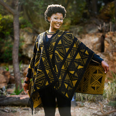 High Bulk Jacquard Wrap - Mud Cloth | Black/Mustard