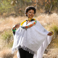 High Bulk Jacquard Wrap - Ndebele | Silver Grey/White