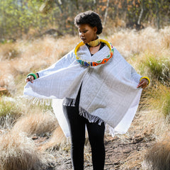 High Bulk Jacquard Wrap - Ndebele | Silver Grey/White