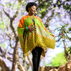 High Bulk Jacquard Wrap - Kente | Gold/Emerald