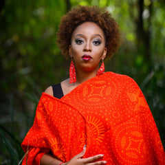 High Bulk Jacquard Wrap - Shweshwe | Chilli Red/Orange
