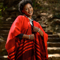 High Bulk Jacquard Wrap - Xhosa | Black/Bengal Red