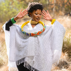 High Bulk Jacquard Wrap - Ndebele | Silver Grey/White