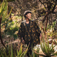 High Bulk Jacquard Wrap - Mud Cloth | Black/Mustard