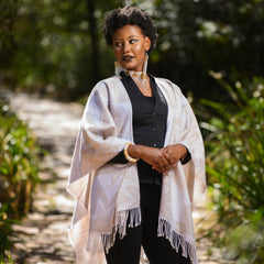 High Bulk Jacquard Wrap - Rwanda | Biscuit/White