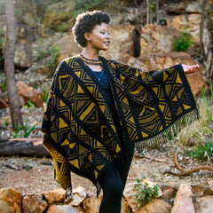 High Bulk Jacquard Wrap - Mud Cloth | Black/Mustard