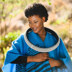 High Bulk Jacquard Wrap - Xhosa | Black/Utrillo Blue