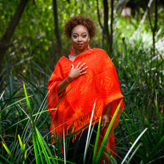 High Bulk Jacquard Wrap - Shweshwe | Chilli Red/Orange