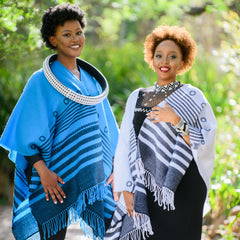 High Bulk Jacquard Wrap - Xhosa | Black/Utrillo Blue