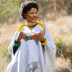 High Bulk Jacquard Wrap - Ndebele | Silver Grey/White