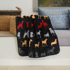 Finesse Pet Blanket - Rainbow Dogs | Black/Steel