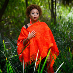 High Bulk Jacquard Wrap - Shweshwe | Chilli Red/Orange