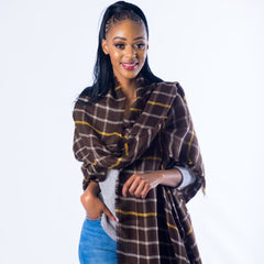 Blanket Scarf - Tiles | Choc/Taupe