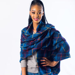 Blanket Scarf - Classic Check | Teal/Navy