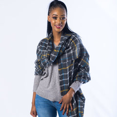 Blanket Scarf - Tiles | Charcoal/Winter White