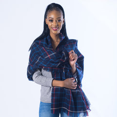 Blanket Scarf - Tiles | Navy/Teal