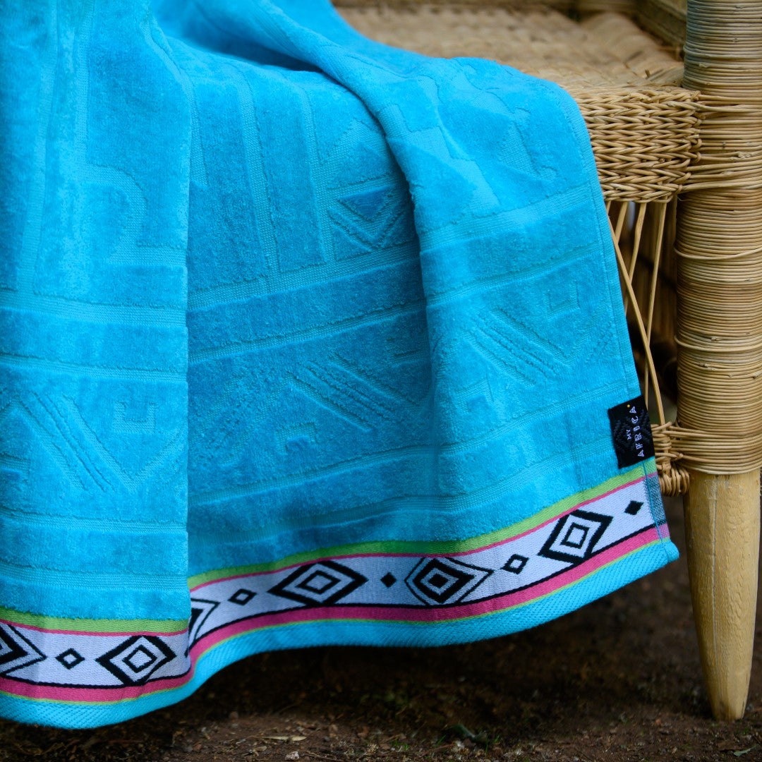 Beach Towel - Ndebele Geo | Hawaiin Blue