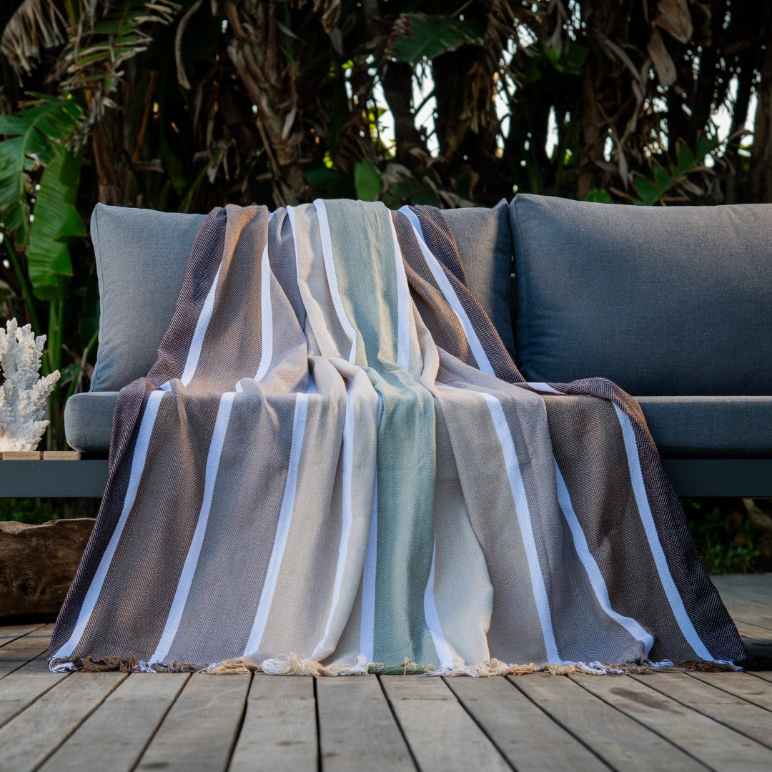 Protea Pin Stripe - Sunset | Cocoa/Coffee