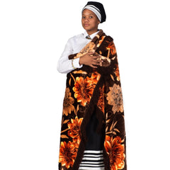Mink Vogue Fringed - Sunset Blooms| Brown/Terracota
