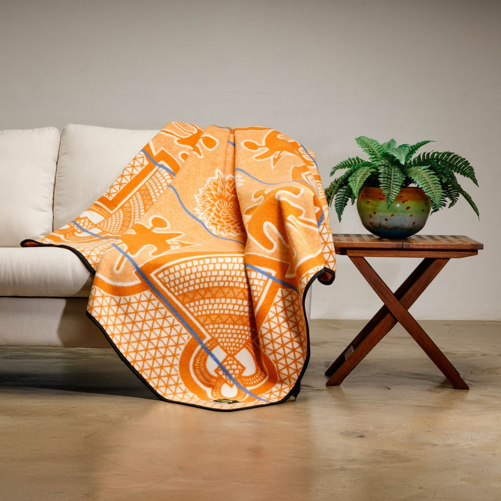 sza 「sos」 jacquard blanket rug High Bulk Jacquard Wrap – Shweshwe | Chilli Red/Orange – Africa