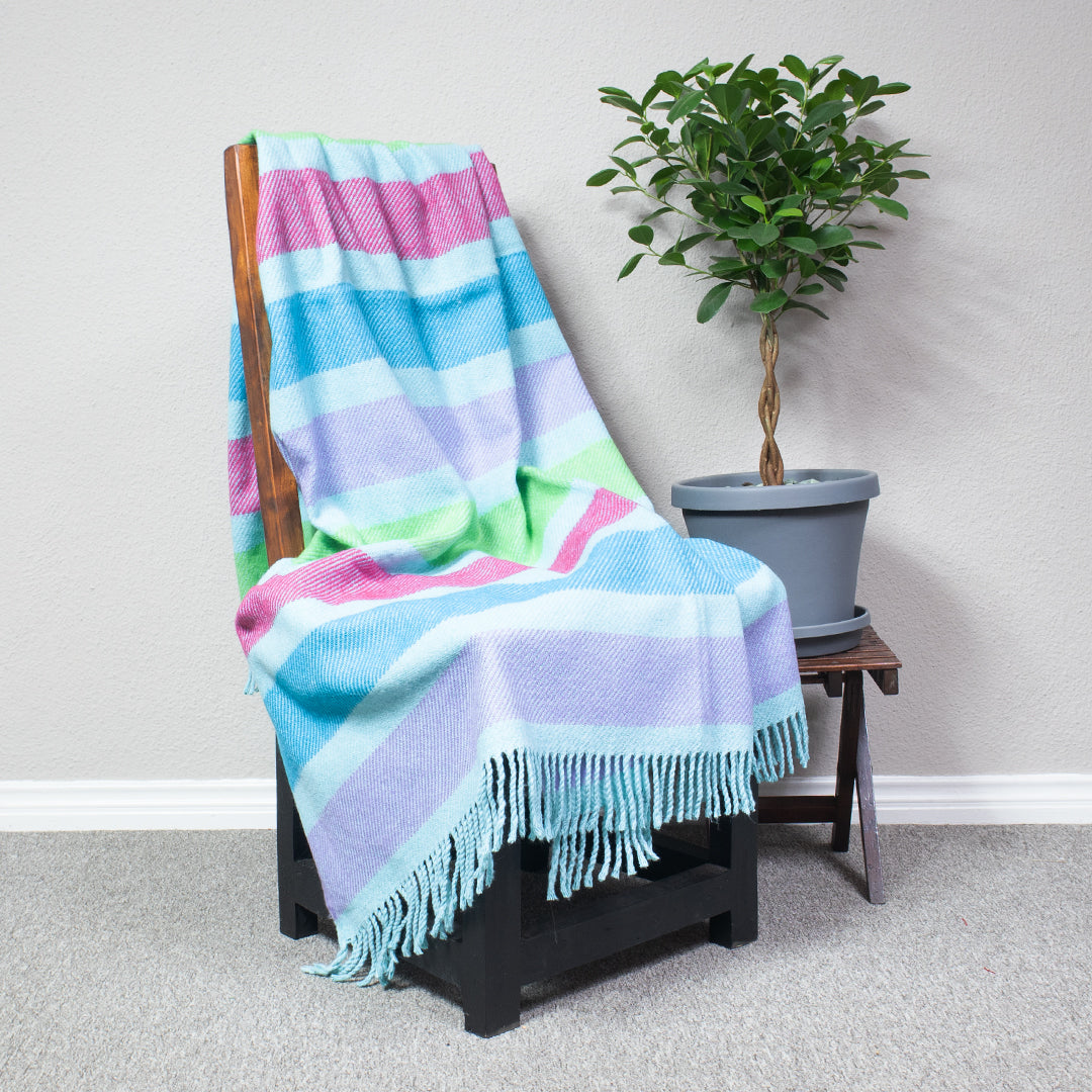 My Everyday Blanket - Bright Stripe | Light Aqua/Cerise
