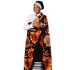 Mink Vogue Fringed - Sunset Blooms| Brown/Terracota