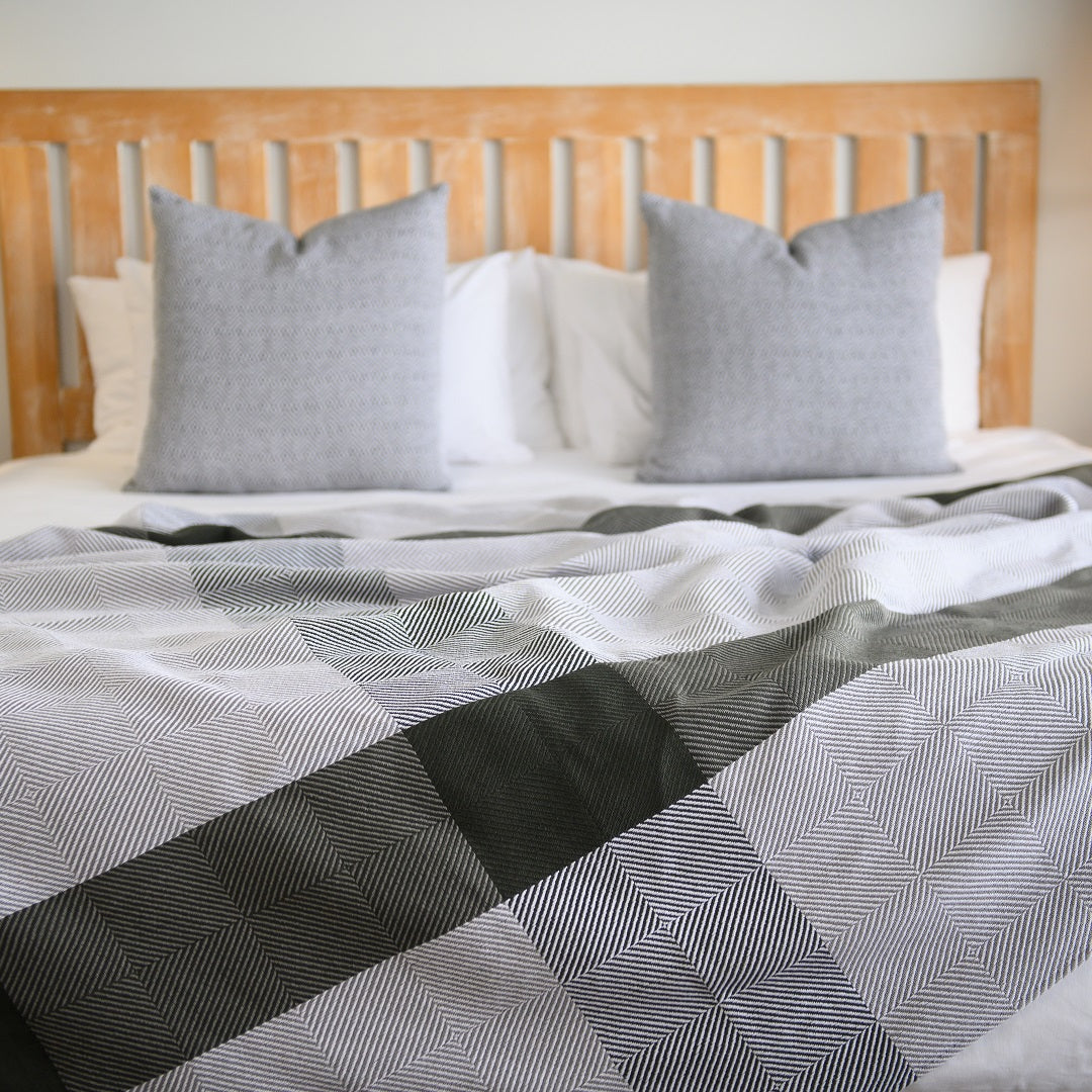 Protea Throw - Geometry | Steel/Wild Dove