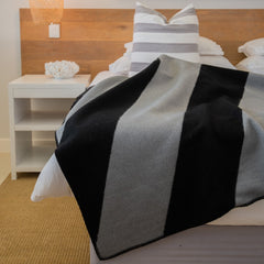 Luxury Wool Blanket - Diagonale | Black/Light Grey