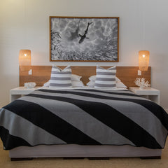Luxury Wool Blanket - Diagonale | Black/Light Grey