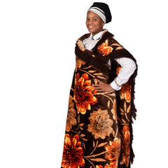 Mink Vogue Fringed - Sunset Blooms| Brown/Terracota