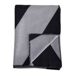 Luxury Wool Blanket - Diagonale | Black/Light Grey