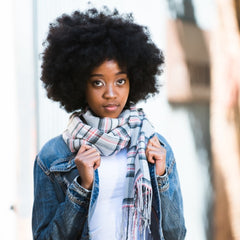 Twill Scarf - Maciver | Wild Dove/Dark Coral